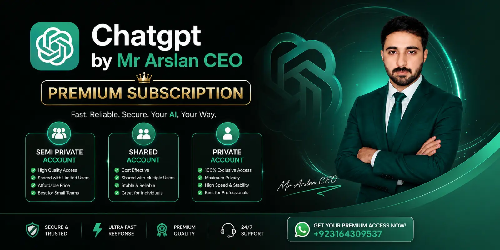 ChatGPT Plus Premium Subscription – Shared & Private Accounts